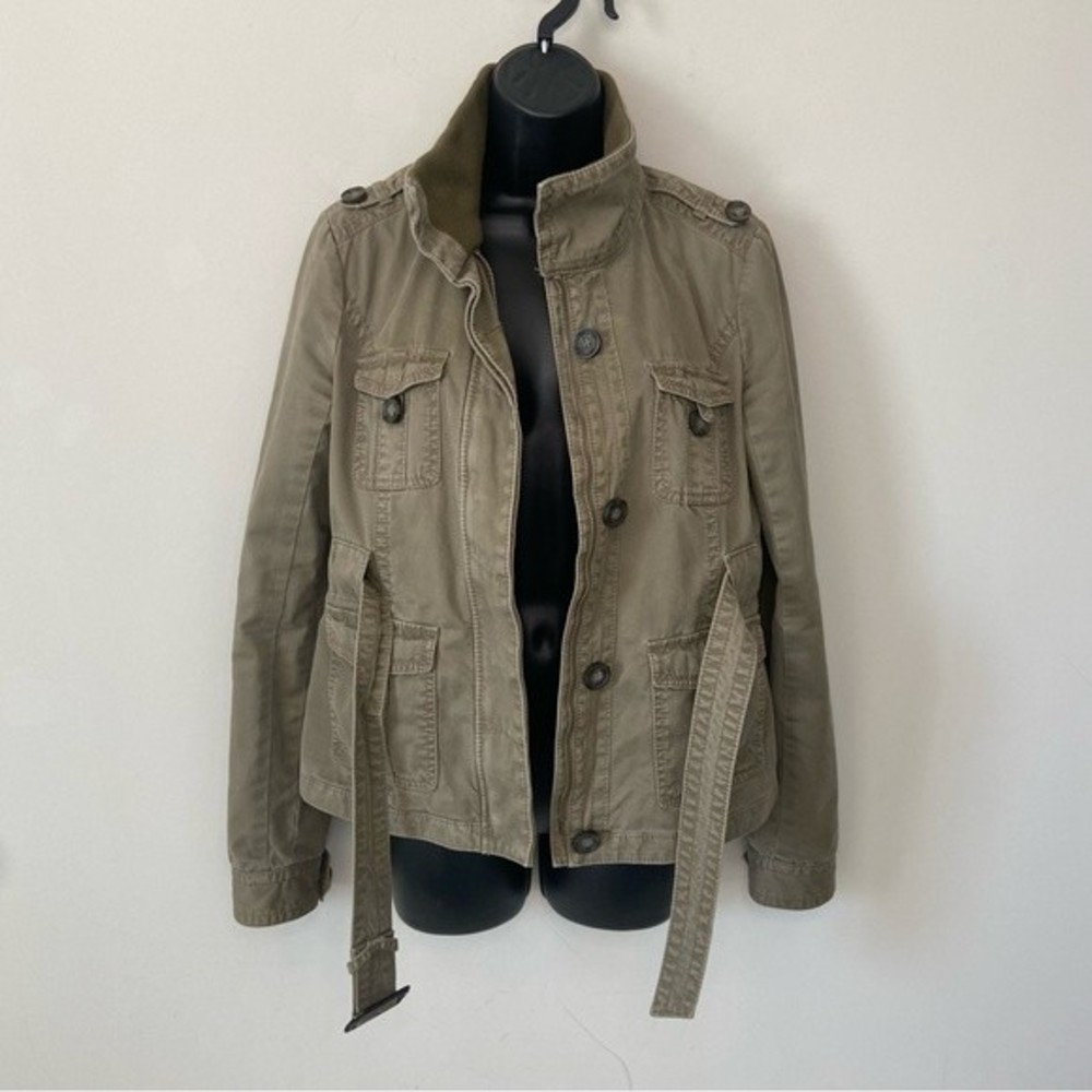 Abercrombie & Fitch Army Green Military Utility Jacket Y2K Size Medium